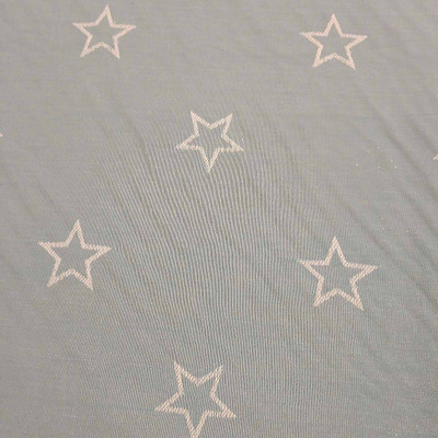 Light Blue w/ White Star Cotton Clothing Drapery Fabric By The Yard 54"W