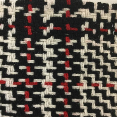 Black Red White Birshka Weave Wool Fabric | Coarse Weave | 80/20 | 20oz