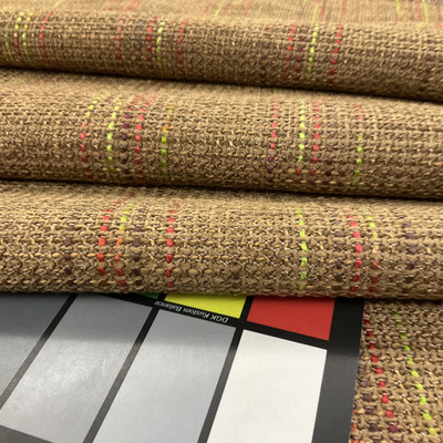 Tan Waffle Weave with Variegated Striping Upholstery Fabric | 54"W | By the Yard