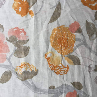 Floral Watercolor in Orange and Pink Upholstery Fabric | Braemore | 54 W | BTY