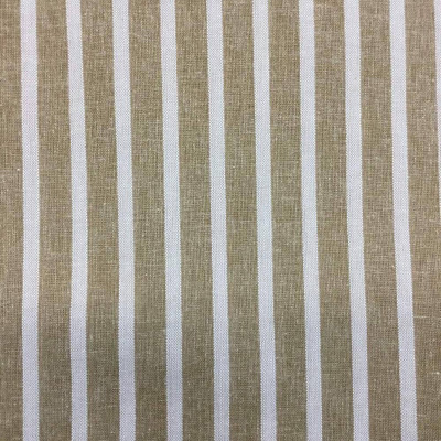 Tan and Natural Striped Drapery Fabric | Linen-like |  Lightweight | 54"W | BTY