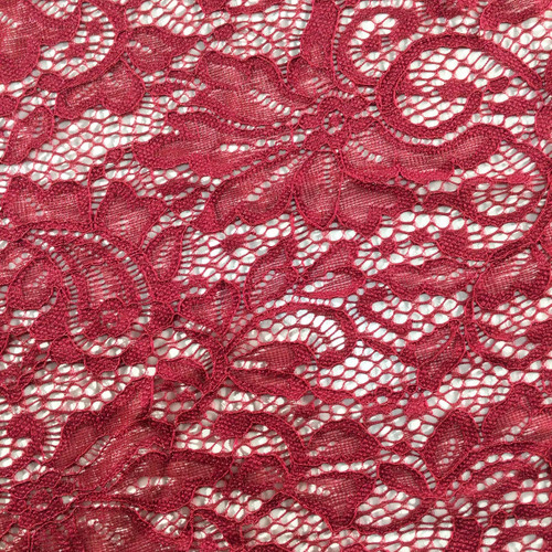 Mood Fabrics Katerina Red Floral Stretch Lace