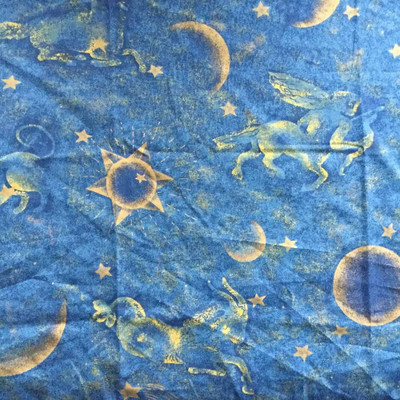 Celestial Constellation Themed | Blue / Gold | Drapery Fabric | 54 Wide | BTY