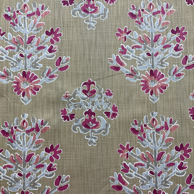 Brushstroke Floral in Tan / Pink / Gray | Upholstery Fabric | 54 W | By the Yard