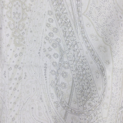 Classic Large Paisley in White and Grey | Home Decor / Drapery Fabric | 54" Wide | By the Yard