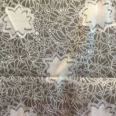 Silver White Floral Metallic Fabric | Woven Poly Blend | Drapes Holiday Crafts Decoration