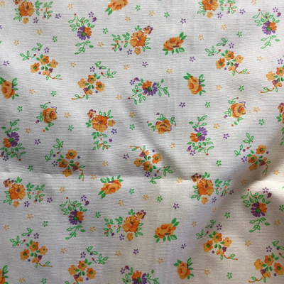 Peach Floral Print Lightweight Woven Fabric | Poly Cotton | Drapery Apparel Lining Crafts