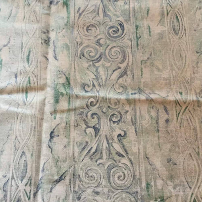 Ornate Flourish in Pastel Green / Blue | Home Decor / Slipcover Fabric | 54 Wide