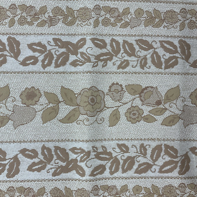 Khaki Tan Floral Sectioned Stripes | Upholstery Fabric | 54 Wide | By the Yard