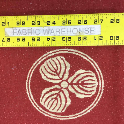 Large Scale Medallion in Khaki / Burgundy | Upholstery Fabric | 57 Wide | BTY