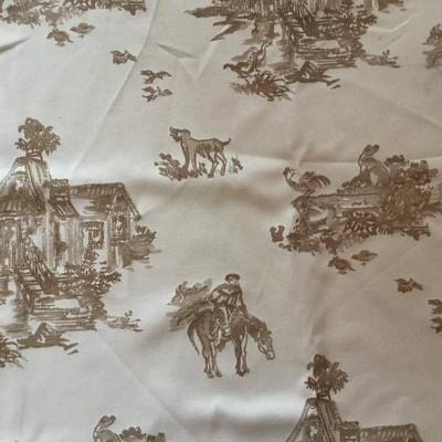 Spanish Toile in Beige and Brown | Upholstery Fabric | 54 Wide | By the Yard