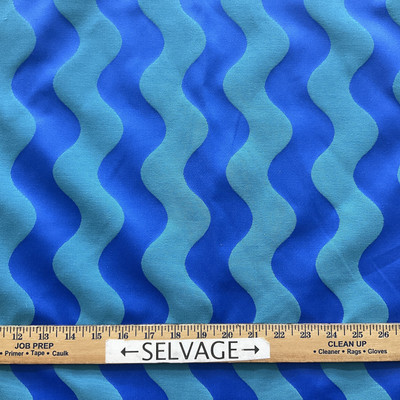 Vertical Waves in Blue and Green | Drapery Fabric | 55 Wide | By the Yard