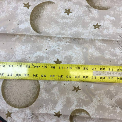 Moon, Sun, and Stars in Beige and Bronze | Home Decor Fabric | 58 Wide | BTY