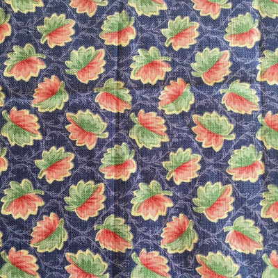 Red and Green Leaves on Blue |  Home Decor Fabric | 54 Wide | By the Yard