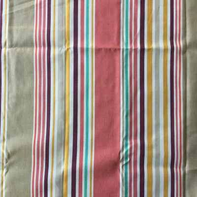 Thick and Thin Spring Stripes | Green / Tan / Coral | Home Decor Fabric | 54 W