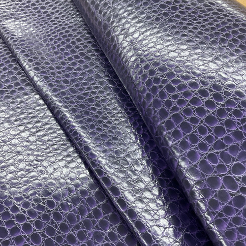 Shiny Navy Crocodile Vinyl Fabric