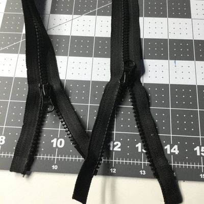 28 Inch Black, Double Pull Non Separating Zipper  HEAVY DUTY Molded Plastic Chain Zipper