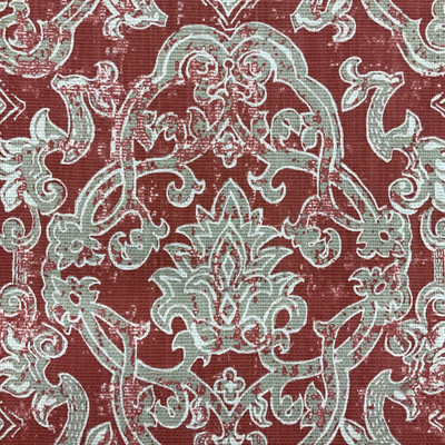 Scrollwork Damask | Home Decor Fabric | Red / Gray | Lacefield | 54 Wide | BTY