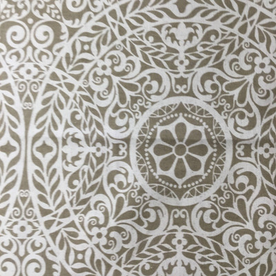 Scrollwork Medallion in Brown / Off White | Home Decor Fabric | 54 Wide | BTY