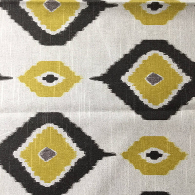 Ikat Diamonds | Home Decor Fabric | Yellow / Gray / Beige | 54 Wide | BTY