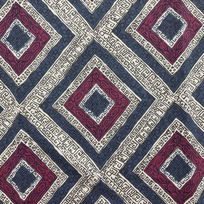 Geometric Diamond Red / Blue | Home Decor Fabric | Robert Allen | 54 Wide | BTY