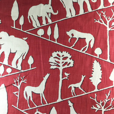 Jungle Walk in Cardinal Red by Braemore | Basketweave Home Decor Fabric | Upholstery /  Heavy Drapery | 54" Wide | By the Yard