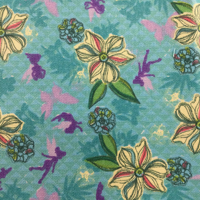 Fairies and Butterflies Floral in Turquoise Home Dec Fabric | Drapery | Furniture | Cushions | By The Yard | 54 inch Wide