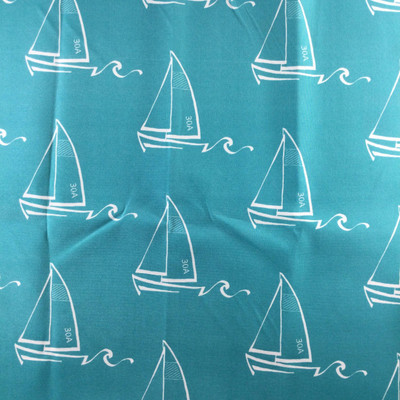 Sailboats Teal / White | Indoor / Outdoor Home Decor Fabric | Premier Prints | 54 Wide | By the Yard