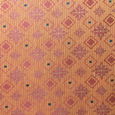 3.8 Yard Piece of Upholstery Fabric | Decorative Diamonds Orange / Red | 54" Wide |