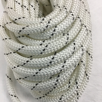 20.8 Yard Piece of Safety Rope | White with Black Lines  |  11 mm |  By the Piece | Remnant 227