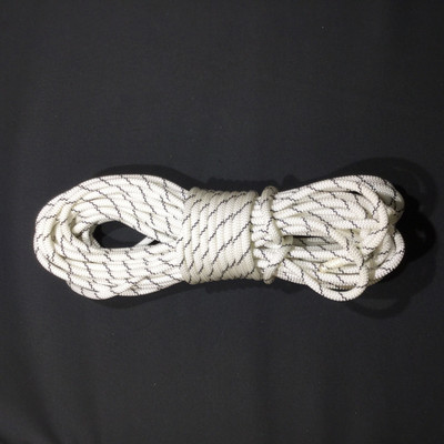 25.8 Yard Piece of Safety Rope | White with Black Lines |  11 mm |  By the Piece | Remnant 231