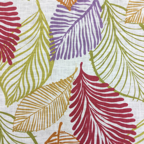 Bright Modern Leaves Pink / Green / Purple Home Decor Fabric 54