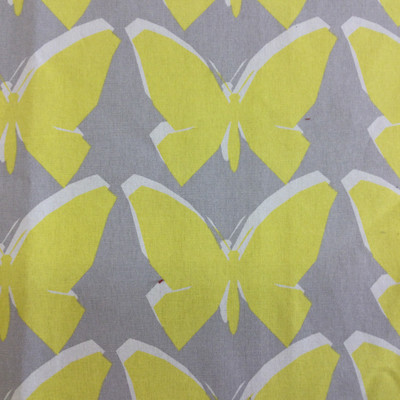 Modern Butterflies in Yellow and Gray | Medium Weight Home Decor Fabric | Curtains / Slipcovers | 54" Wide | By the Yard