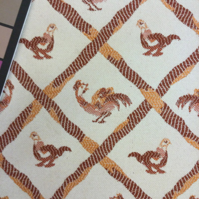 Chicken Lattice in Orange / Red / Beige | Heavyweight Upholstery / Slipcover Fabric | Jacquard | 54" Wide | By the YardPHXUPH-1390-R1