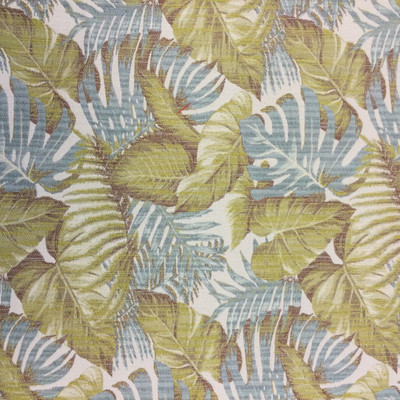 Maui in color Baha | Tropical Leaves | Green / Blue / Beige | Heavy Upholstery Fabric | 54" Wide | By the Yard