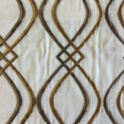 Helix in Taupe | Ogee Embroidery in Taupe / Off-White | Upholstery Fabric | Regal Fabrics Brand | 54" Wide | By the Yard