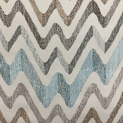 Stitch Chevron in Pearl | Blue / Brown / Beige | Upholstery / Drapery Fabric | P/Kaufmann | 54" Wide | By the Yard