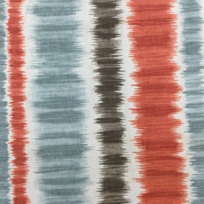 Merson in Scarlet | Ikat Stripes in Red / Blue-Grey / Brown | Upholstery / Drapery Fabric | Braemore | 54" Wide | By the Yard