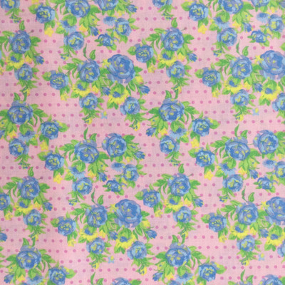 100% Cotton Quilting Fabric | Pink Blue Green Polka Dot Floral | 44" Wide | By The Yard