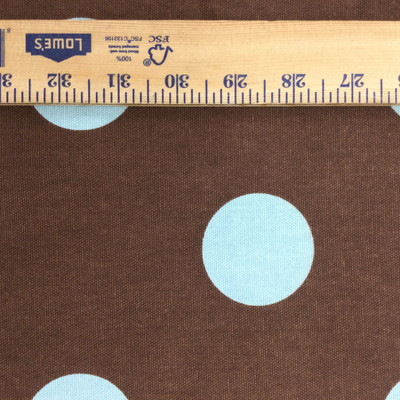 Polka Dots in Light Blue on Brown | Home Decor / Drapery Fabric | 54" Wide | By the Yard