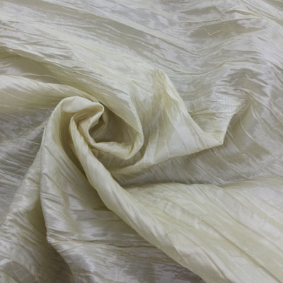 Solid Cream Crushed Taffeta Fabric | Polyester Silky Solid | Clothing and Apparel | By The Yard | 60 inch Wide