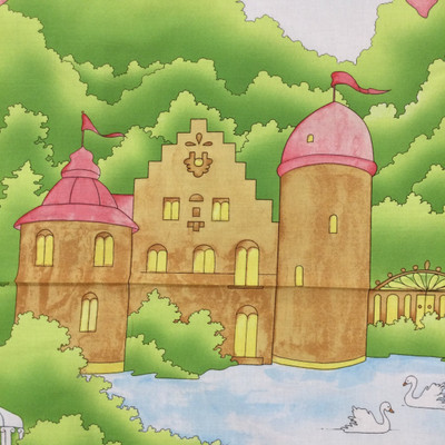 The Goose Girl Castle Panel 24x44 | Pink / Green | Quilting Fabric | 100% Cotton | 44 wide | By the Panel