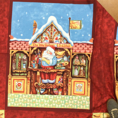 Brick Red Santa Elf Wall Hanging Panel | Jim Shore | 34 x 44 Inch Panel | 100 % Cotton  | Quilting Panel