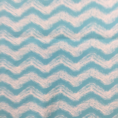 Turquoise and White Chevron Wave Print | Quilting Fabric | 100% Cotton | 44 wide | By the Yard 3474