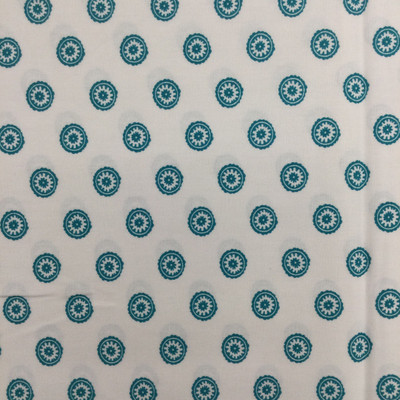 Teal Tiny Medallion  Print on White  | Quilting Fabric | 100% Cotton | 44 wide | By the Yard 3596