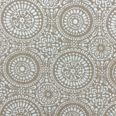 Medallion Geo Jacquard in Light Brown and Cream | R-MANDY LATTE | Upholstery Fabric | Regal Fabrics Brand | 54 inch Wide | By the Yard