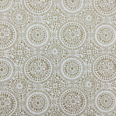 Medallion Geo Jacquard in Bronze and Cream | R-MANDY STRAW | Upholstery Fabric | Regal Fabrics Brand | 54 inch Wide | By the Yard