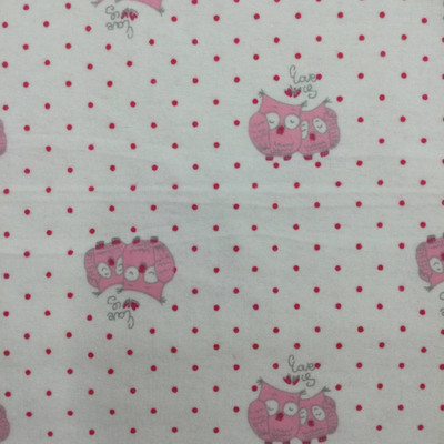 Owls with Dots in Pink and White | Juvenile Flannel Fabric | 44 Wide | 100% Cotton | By The Yard 183