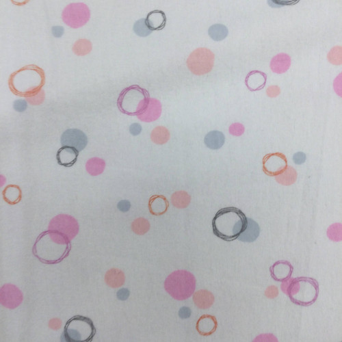 Pink Blue & Yellow Dots on Gray Flannel Fabric by the Yard Half