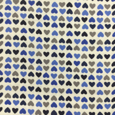 Hearts in Blue / White / Grey | Juvenile Flannel Fabric | 44 Wide | 100% Cotton | By The Yard